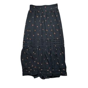 MADEWELL Georgette Tiered Floral Maxi Skirt Black Size XS